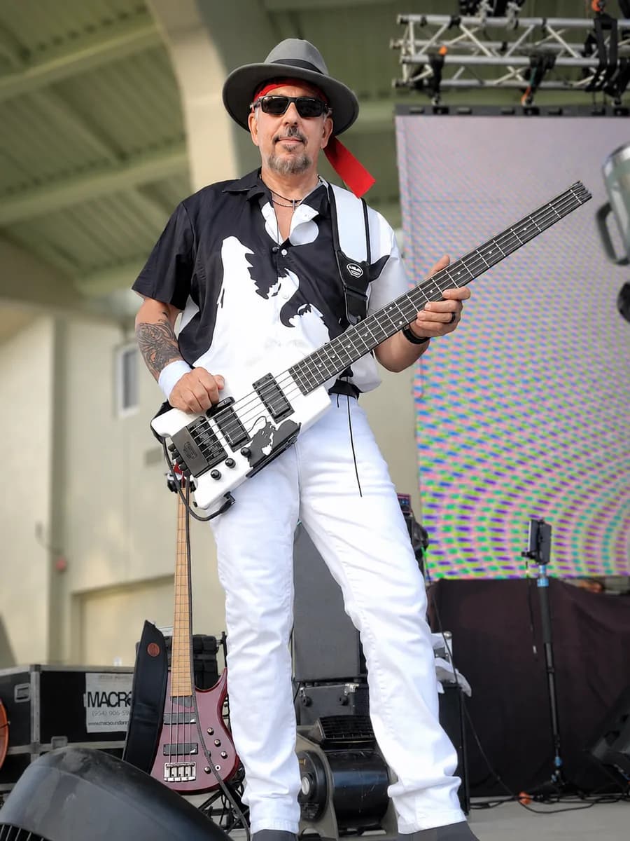 Tommy Rispoli, bassist of Notorious, playing live